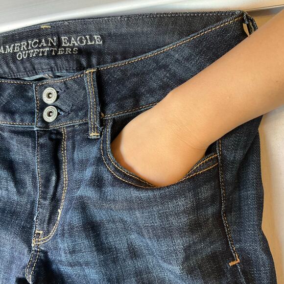 American Eagle Outfitters Women Cropped Jeans size 8 R Blue Mid Rise Stretch - Picture 7 of 11